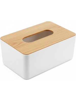 PremiumPort Şık Ahşap Peçetelik Kutusu, Masaüstü ve Ofis Için, 2 Renk Seçeneği