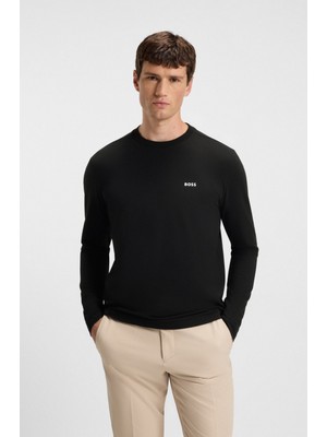 Boss Erkek Organik Pamuklu Uzun Kollu Siyah Polo Yaka T-Shirt 50506365-001