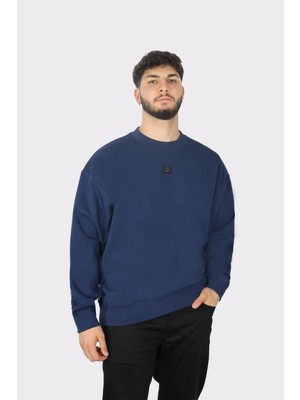 Hugo Erkek Marka Logolu Uzun Kollu Rahat Lacivert Sweatshirt 50509270-407