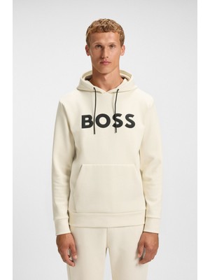 Erkek Büyük Boss Yazı Desen Uzun Kol Cep Detay Kapüşonlu Ekru Sweatshirt 50551457-131