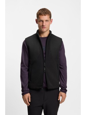 Boss Erkek Rahat Kalıp Dik Yaka Fermuarlı Polarlı Siyah Yelek 50548514-001