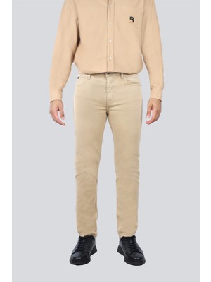 Boss Erkek Regular Fit Normal Bel Düz Paça Pamuklu Denim Bej Jeans 50545441-260
