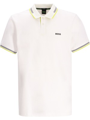 Boss Erkek Pamuklu Polo Yakalı Düğme Kapamalı Kısa Kollu Beyaz1 Polo Yaka T-Shirt 50506193-107