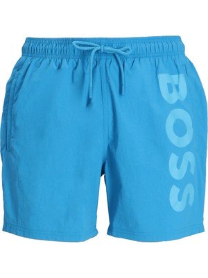 Boss Erkek Logo Baskılı Hızlı Kuruyan Kumaş Beli Ip Bağlamalı Mavi Mayo 50514502-443