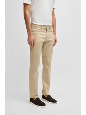 Boss Erkek Dar Kalıp Esnek ve Yumuşak Kumaş Düz Paça Bej Pantolon 50540048-275