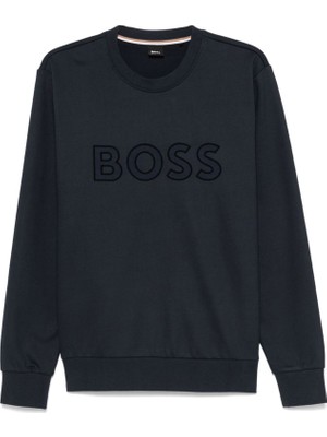 Boss Erkek Marka Logolu Uzun Kollu Bisiklet Yaka Günlük Lacivert Sweatshirt 50524360-404