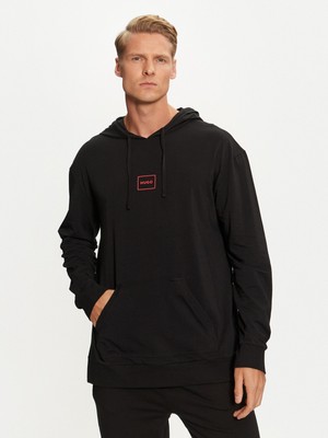 Hugo Erkek Regular Fit Marka Logolu Kapüşonlu Uzun Kollu Siyah Sweatshirt 50525244-001