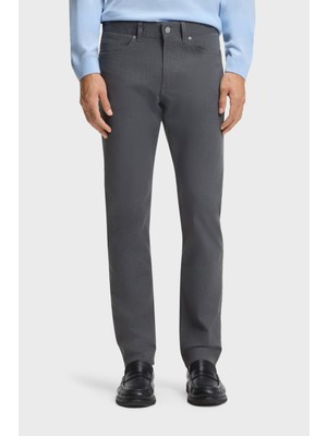 Boss Erkek Normal Bel Dar Paça Düğme Kapama Düz Slim Fit Gri Pantolon 50551419-047