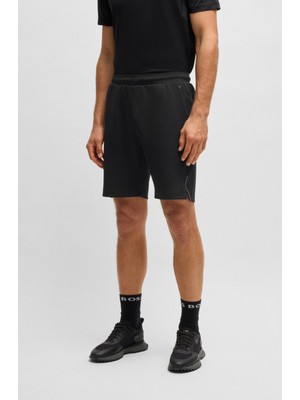 Boss Erkek Hızlı Kuruyan Esnek Kumaşlı Reflektörlü Logolu Normal Kesim Siyah Spor Şort 50531225-001
