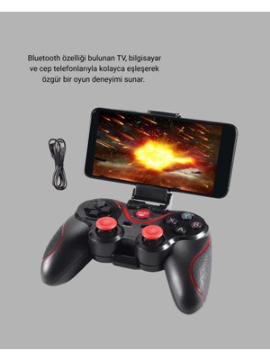 Bluetooth Gamepad Kablosuz Oyun Kumandası Tek Cihaz Destekli - Lisinya