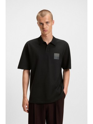 Hugo Erkek Rahat Kalıp %100 Pamuklu Kısa Kollu Siyah Polo Yaka T-Shirt 50542834-001