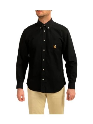 Boss Erkek %100 Pamuklu Logo Desenli Uzun Kollu Siyah Gömlek 50545572-001