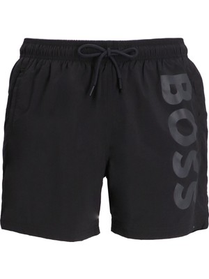 Boss Erkek Logo Baskılı Hızlı Kuruyan Kumaş Beli Ip Bağlamalı Siyah Mayo 50514502-022