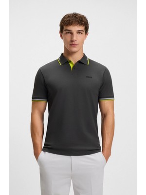 Boss Erkek Pamuklu Polo Yakalı Düğme Kapamalı Kısa Kollu Gri Polo Yaka T-Shirt 50506193-028