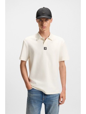 Hugo Erkek Dokuma Polo Yaka Kısa Kol Günlük Ekru Polo Yaka T-Shirt 50517638-103