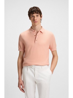 Boss Erkek Regular Fit Kısa Kollu Pamuk Karışımlı Örme Pembe T-Shirt 50543148-683