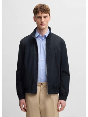 Boss Erkek Esnek Pamuk Karışımlı Regular Fit Dik Yaka Fermuarlı Uzun Kollu Lacivert Ceket 50531233-404