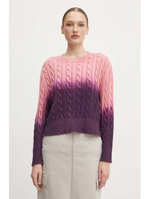 Boss Kadın Sıfır Yaka Uzun Kol Örgü Detaylı Pembe Kazak 50519156-965