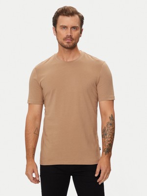 Boss Erkek Regular Fit Kısa Kollu Düz Bisiklet Yaka Bej T-Shirt 50468347-282