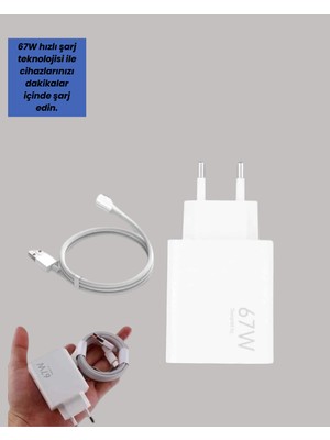 Güvenli ve Hızlı Şarj Için 67W Turbo Adaptör Type-C Kablo ile - Lisinya