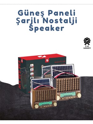 KTF-1428 Taşınabilir Güneş Enerjili Bluetooth Radyo Hoparlör - Şarjlı, Radyo, Mp3, Aux Girişli - Lisinya