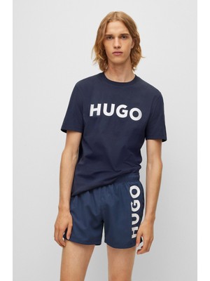 Hugo Erkek %100 Pamuklu Logolu Kısa Kollu Lacivert T-Shirt 50467556-405