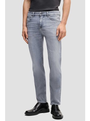 Boss Erkek Regular Fit Normal Bel Düz Paça Denim Gri Jeans 50538534-040