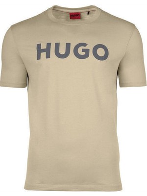Hugo Erkek %100 Pamuklu Logolu Kısa Kollu Bej T-Shirt 50467556-285