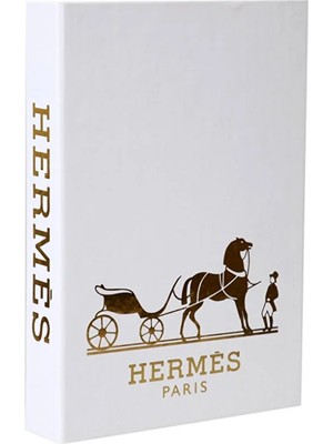 Hermes Beyaz Gold Dekoratif Kitap Kutu