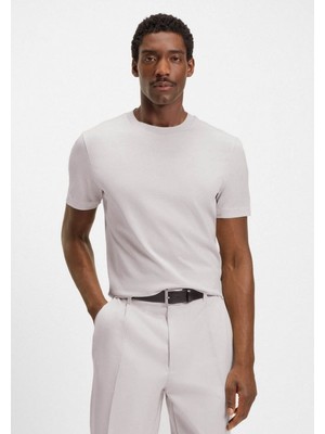 Boss Erkek Kısa Kol Bisiklet Yaka Pamuklu Düz Beyaz T-Shirt 50543884-100