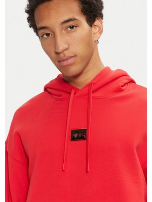 Hugo Erkek Regular Fit Marka Logolu Kapüşonlu Uzun Kollu Kırmızı Sweatshirt 50524318-693