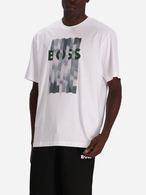 Boss Erkek Marka Logolu Regular Fit Pamuklu Kısa Kol Beyaz T-Shirt 50524979-100