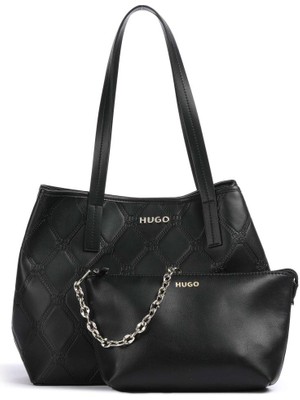 Hugo Kadın Logo Desenli Manyetik Kapatmalı Zincir Askılı Mini Bölmeli Siyah Omuz Çantası 50536854-001