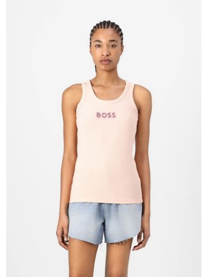 Hugo Kadın Slim Fit Kalın Askı Boss Yazılı Pembe Atlet 50536985-690