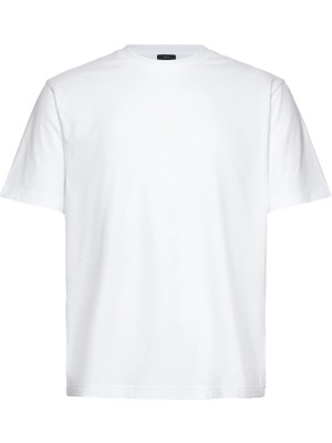 Boss Erkek Regular Fit Yuvarlak Yakalı Logo Işlemeli Pamuklu Kısa Kollu Beyaz T-Shirt 50547971-100