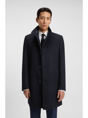 Boss Erkek Dik Yaka Uzun Kol Düğme Kapama Cep Detay Lacivert Kaban 50551078-404