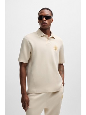 Boss Erkek Polo Yaka Düğmeli Şık Logolu Ekru Polo Yaka T-Shirt 50521373-131