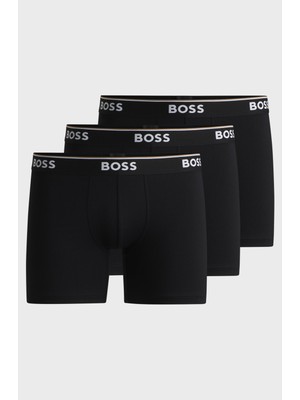 Erkek Bel Boss Yazı Detay Dar Kısa Pamuklu Siyah Boxer 50475282-001