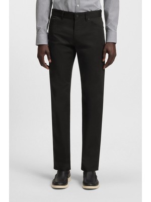 Boss Erkek Normal Kalıp Pamuk Karışımlı Saten Kumaş Düz Kesim Siyah Pantolon 50543955-001