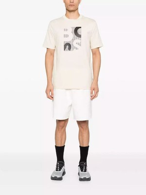 Boss Erkek Regular Fit Yuvarlak Yakalı Logo Baskılı Pamuklu Kısa Kollu Ekru T-Shirt 50543901-131