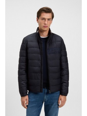 Boss Erkek Normal Kalıp Logo Detaylı Su Itici Kumaş Dik Yaka Uzun Kollu Lacivert Mont 50519237-404