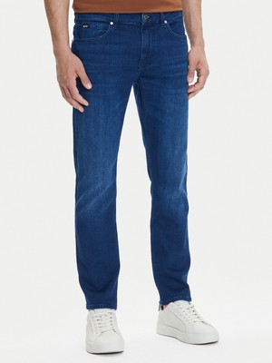 Boss Erkek Normal Bel Dar Paça Slim Fit Denim Kumaş Mavi Jeans 50544888-417
