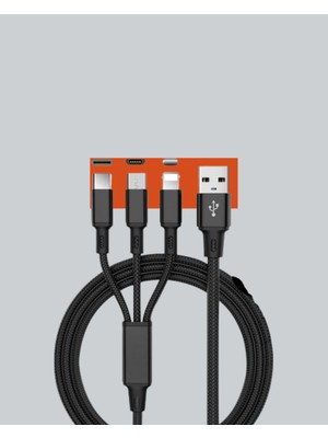 Çoklu USB Şarj Kablosu - 1,2m Hızlı Şarj, 3A Güçlü Akım - Lisinya