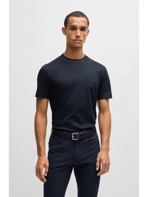 Boss Erkek Yumuşak Pamuklu Dar Kesim Yuvarlak Yaka Kısa Kollu Lacivert T-Shirt 50531793-405