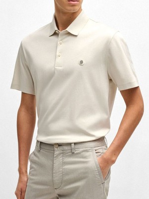 Boss Erkek Polo Yaka Düğme Kapamalı Kısa Kol Bej Polo Yaka T-Shirt 50520297-131