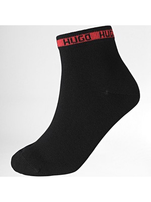 Hugo Erkek Dokuma Kumaş Nefes Alabilir Şerit Detaylı Ikili Siyah Çorap 50516390-001