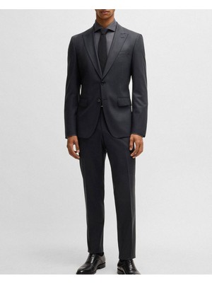 Boss Erkek Mikro Desenli Pamuklu Esnek Kumaş Dar Kesim Siyah Takım Elbise 50534913-001