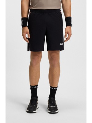 Boss Erkek Esnek Kumaş Normal Kalıp Çabuk Kuruyan Yanları Desenli Siyah Şort 50541370-001