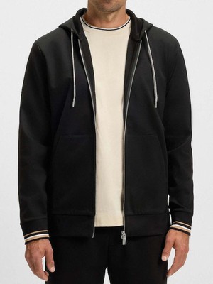 Boss Erkek Regular Fit Kapüşonlu Pamuklu Uzun Kollu Siyah Sweatshirt 50543427-001