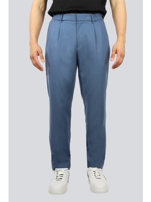 Boss Erkek Rahat Kesim Lastikli Bel Pileli Chino Mavi Pantolon 50534995-425